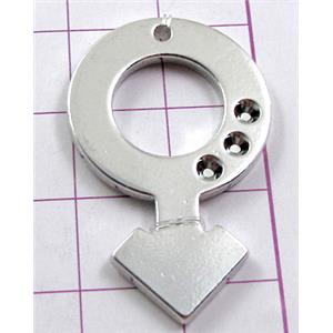Platinum Plated Jewelry Findings Pendant, copper, 21x34mm