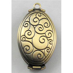 necklace Locket, oval, copper pendant, bronze, 20x30mm, nickel free
