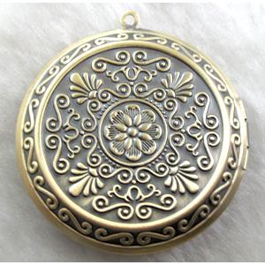 necklace Locket pendant, copper, Antique Bronze, 45mm dia