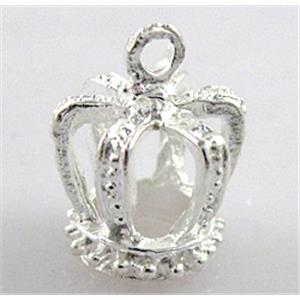 alloy pendant, crown, silver plated, 12x15.5mm