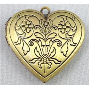 necklace Locket pendant, copper, bronze, approx 28mm wide