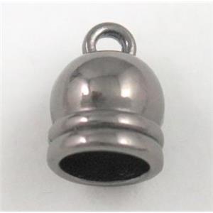 alloy tassel bail pendant, bellcaps, black plated, approx 10x14mm