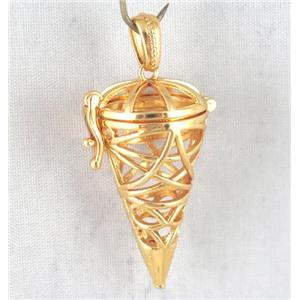 copper locket pendant, gold plated, approx 22x35mm