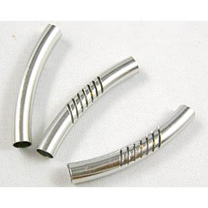 Platinum Plated Light Curving Bracelet, necklace spacer Tube Non-Nickel, 5mm dia,30mm length