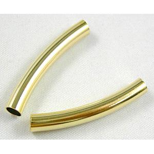 18K Gold Plated Light Curving Bracelet, necklace spacer Tube, 5mm dia, 30mm length