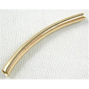 14K Gold Plated Light Curving Bracelet, necklace spacer Tube,Nickel Free, 2mm dia, 25mm length