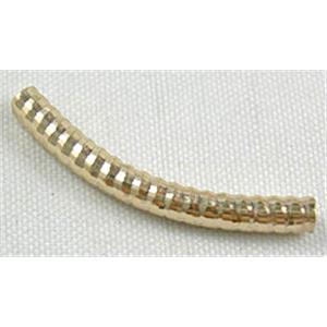 14K Gold Plated Light Curving Bracelet, necklace spacer Tube,Nickel Free, 3mm dia, 25mm length