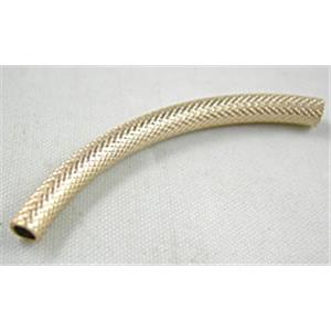 14K Gold Plated Light Curving Bracelet, necklace spacer Tube,Nickel Free, 4mm dia, 45mm length