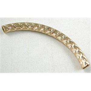 14K Gold Plated Light Curving Bracelet, necklace spacer Tube, Nickel Free, 4mm dia, 45mm length