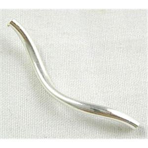 silver plated curving tube for bracelet/necklace, 2mm dia, 25mm length