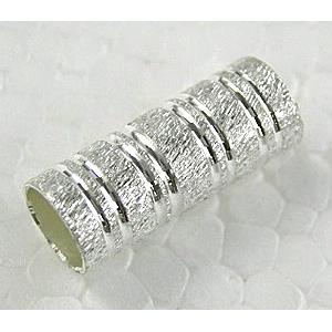 Silver Plated Bracelet, necklace spacer Tube, 6x15.5mm, hole:5mm