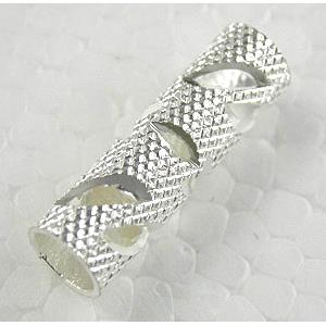 Silver Plated Bracelet, necklace spacer Tube, 6x20mm, hole:5mm