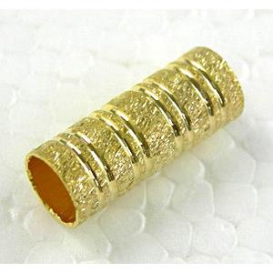 Gold Plated Bracelet, necklace spacer Tube, 6x15.5mm, hole:5mm