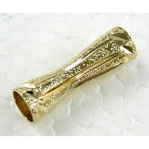 Gold Plated Bracelet, necklace spacer Tube, 6x20mm, hole:4mm