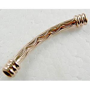 14k Gold Plated Bracelet, necklace spacer Tube, Nickel and Lead Free, 3mm dia, 35mm length, hole:2mm
