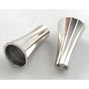 platinum plated copper bead-cap, trumpet, 4-7mm dia, 13mm high