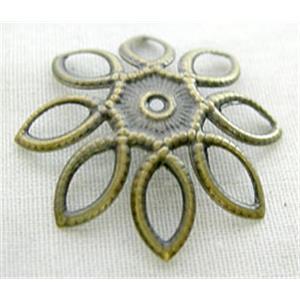 bead-caps, antique bronze, iron, 19mm dia,6mm high