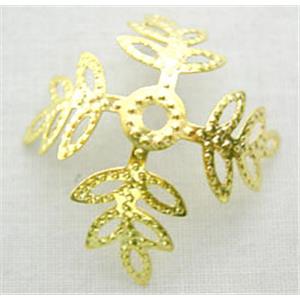 Gold Plated Flower BeadCaps, iron, 24mm dia, 8mm high