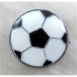 Enamel Football beads, Alloy, charms, 12mm dia, hole:8mm wide