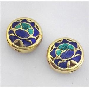 enameling copper spacer bead, flat round, approx 10-14mm