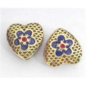 enameling copper heart bead, colorfast, approx 10-18mm