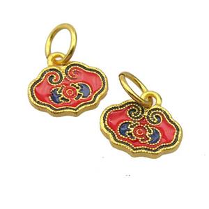 Chinse traditional jewelry pendant with enamel, alloy, gold plated, approx 9-12mm