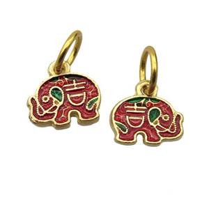 alloy pendant with enamel, elephant, gold plated, approx 7-10mm
