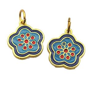 alloy pendant with enamel, gold plated, approx 17mm