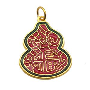 alloy pendant with enamel, gourd, gold plated, approx 23-28mm