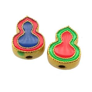 enamel alloy beads, gourd, gold plated, approx 10-12mm