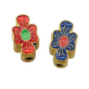 enamel alloy beads, gold plated, approx 8-14mm