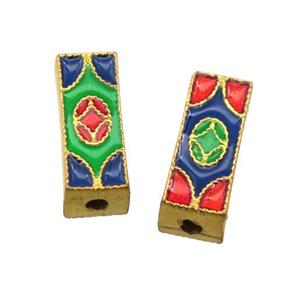enamel alloy beads, gold plated, approx 5-14mm