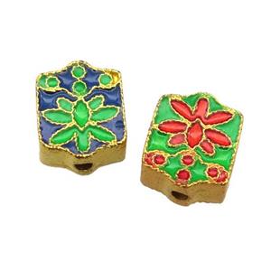 enamel alloy beads, gold plated, approx 9-11mm
