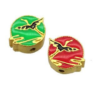 enamel alloy beads, gold plated, approx 13mm