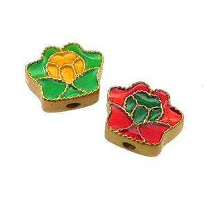 enamel alloy beads, gold plated, approx 9-11mm