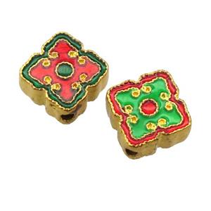 enamel alloy beads, gold plated, approx 10-13mm