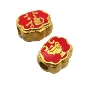 enamel alloy beads, gold plated, approx 10-11mm, 3mm hole