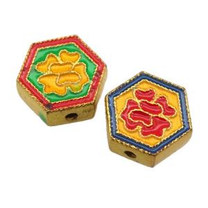 enamel alloy beads, gold plated, approx 13mm