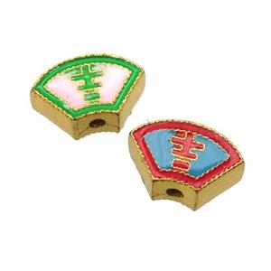 enamel alloy beads, gold plated, approx 9-14mm