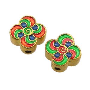 enamel alloy beads, gold plated, approx 12mm