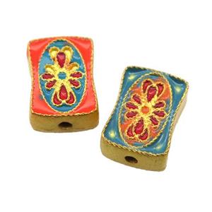 enamel alloy beads, gold plated, approx 10-14mm