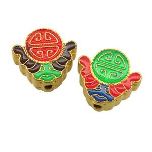 enamel alloy beads, gold plated, approx 15-16mm