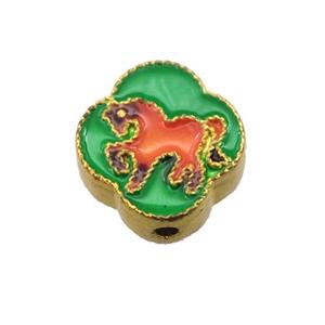 enamel alloy beads, Chinese Zodiac Horse, gold plated, approx 14mm