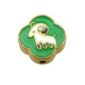 enamel alloy beads, Chinese Zodiac Sheep, gold plated, approx 14mm