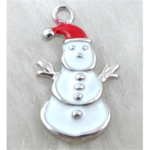 Snow Man pendant, Enamel, alloy, platinum plated, 14x22mm
