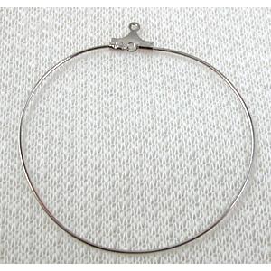 copper Earring Hoop, platinum plated, 40mm dia