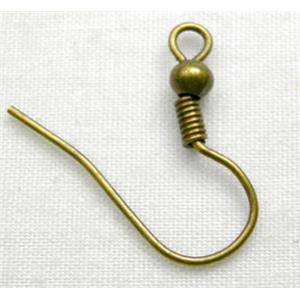 Antique Bronze Earring Hook, iron, 18mm high, Iron
