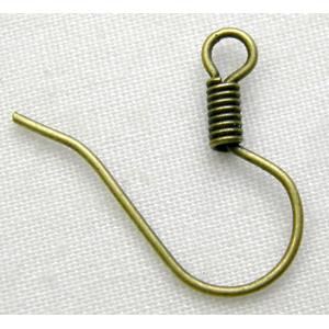 Antique Bronze Earring Wire, iron, 15mm high, Iron