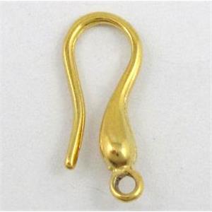 copper earring hook, colorfast, gold plated, nickel free, approx 7x17mm