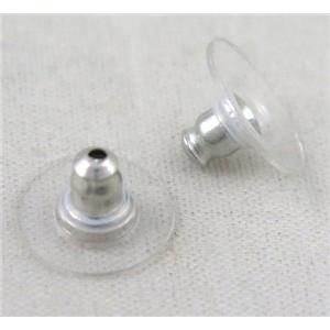 earring back, platinum plated, approx 6x12mm